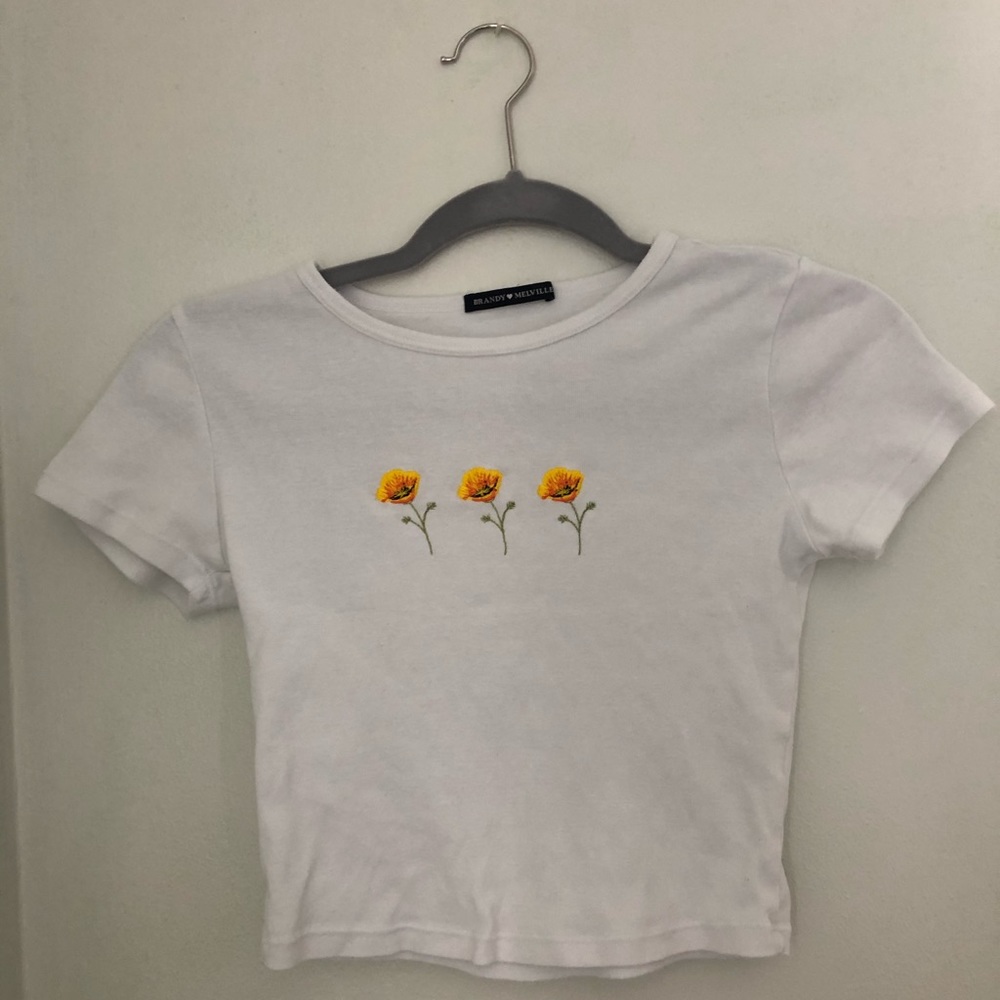brandy melville yellow flower top